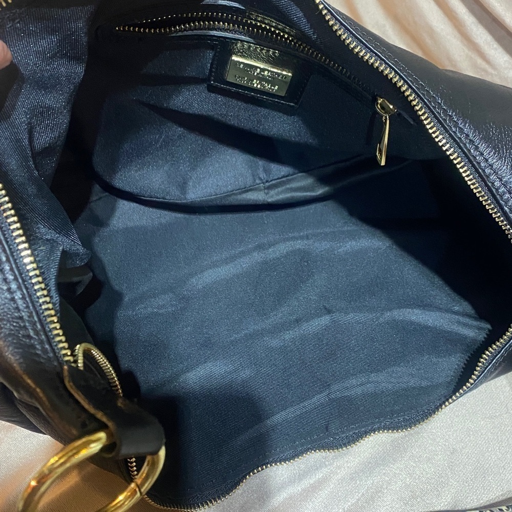 CUIR VERITABLE ITALIAN 
Elegant Black Leather Hobo Shoulder Bag - Picture 11 of 15